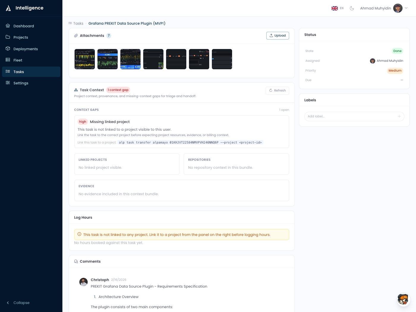 Intelligence — task detail