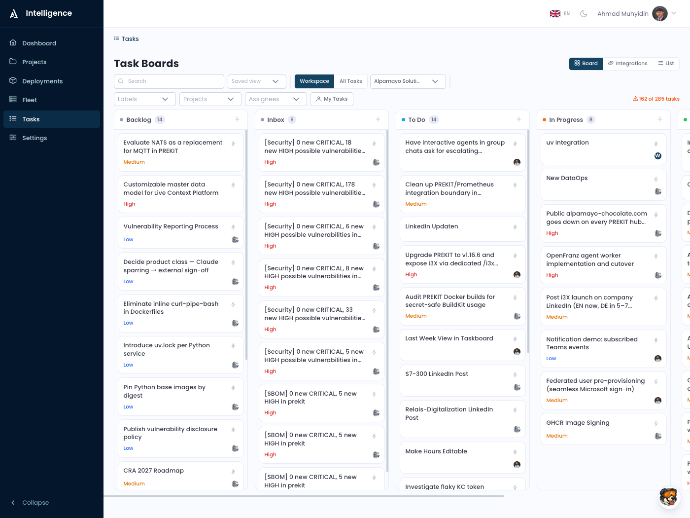 Intelligence — task overview