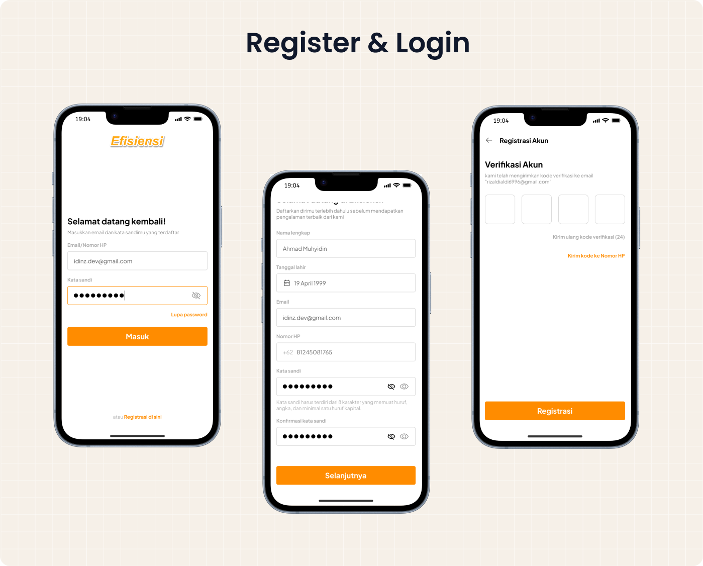 Registrasi dan login