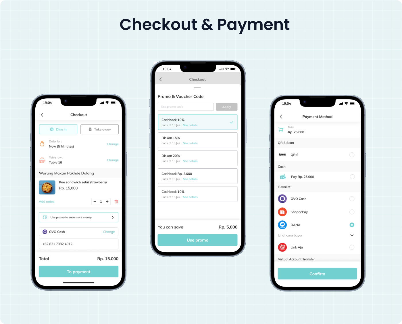 Aplikasi Menu — checkout & pembayaran