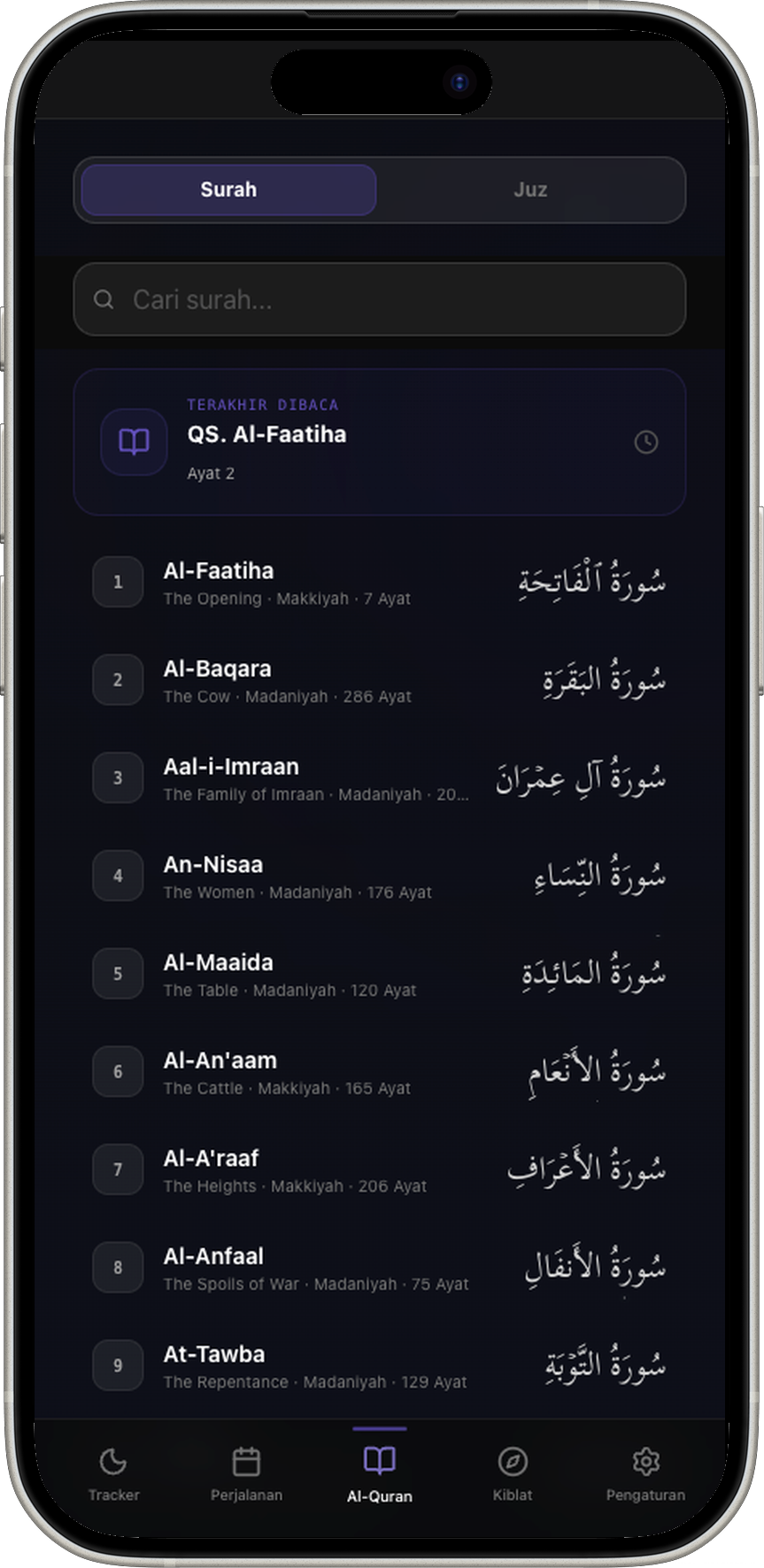 Al-Qur'an surah listing