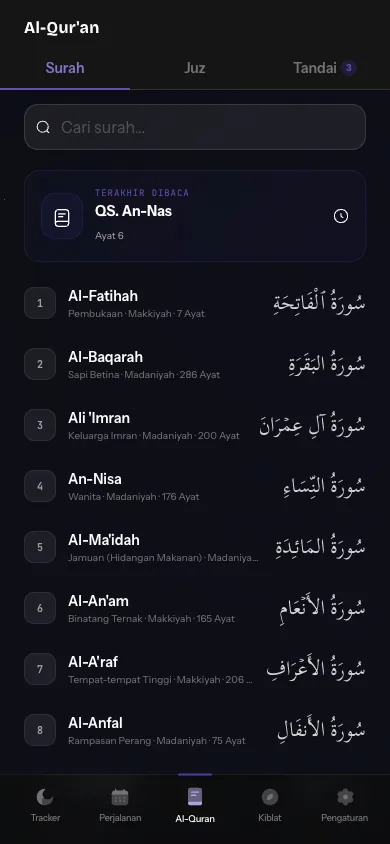Al-Qur'an — daftar surah
