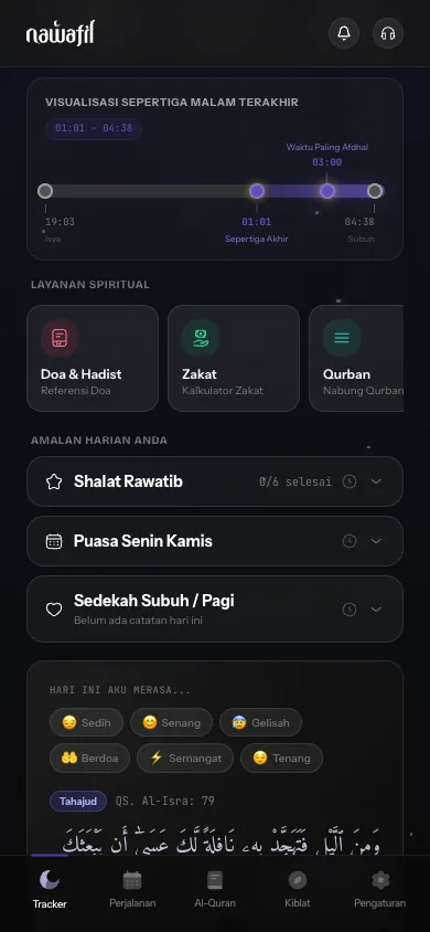 Beranda — streak dan statistik progres