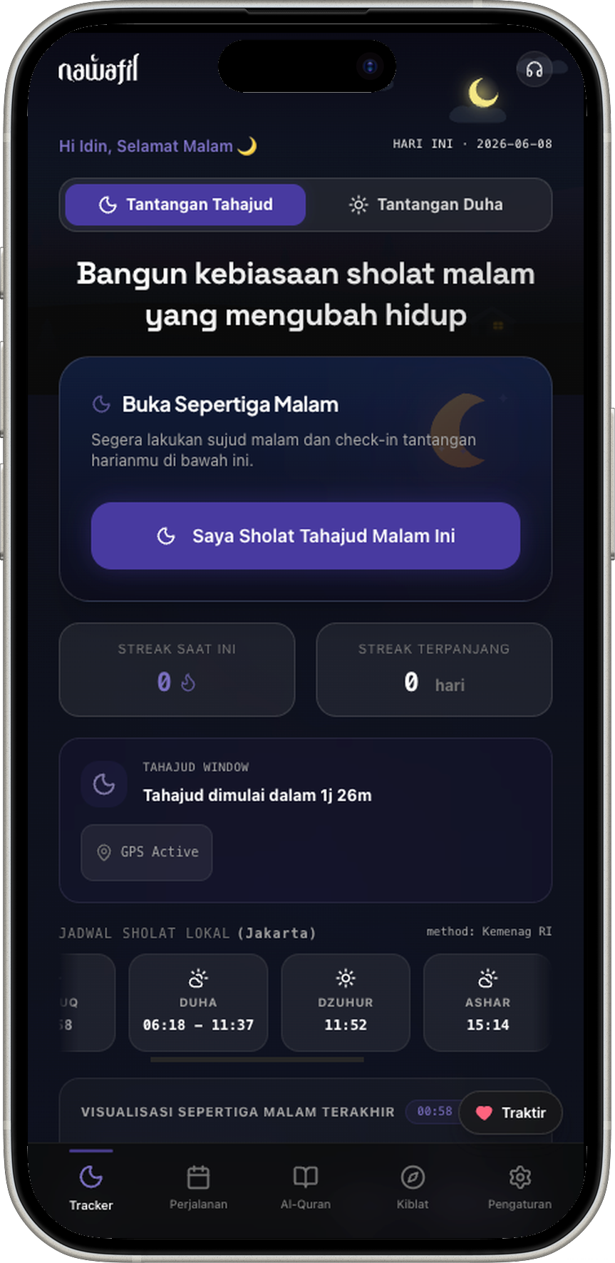 Tahajud prayer tracker — 40-day challenge
